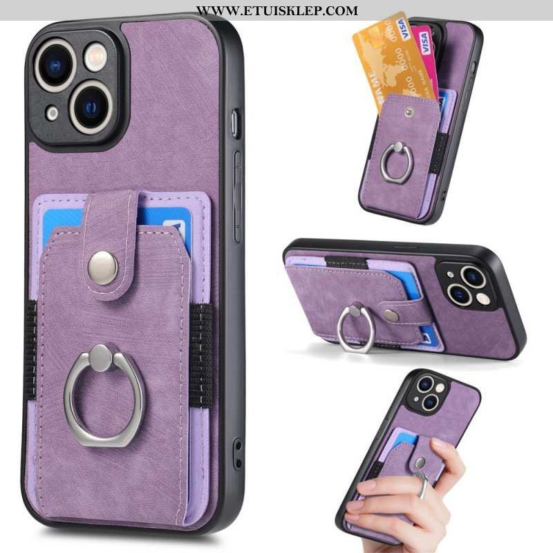 Etui do iPhone 15 Vintage Z Uchwytem Na Pierścionek I Etui Na Karty